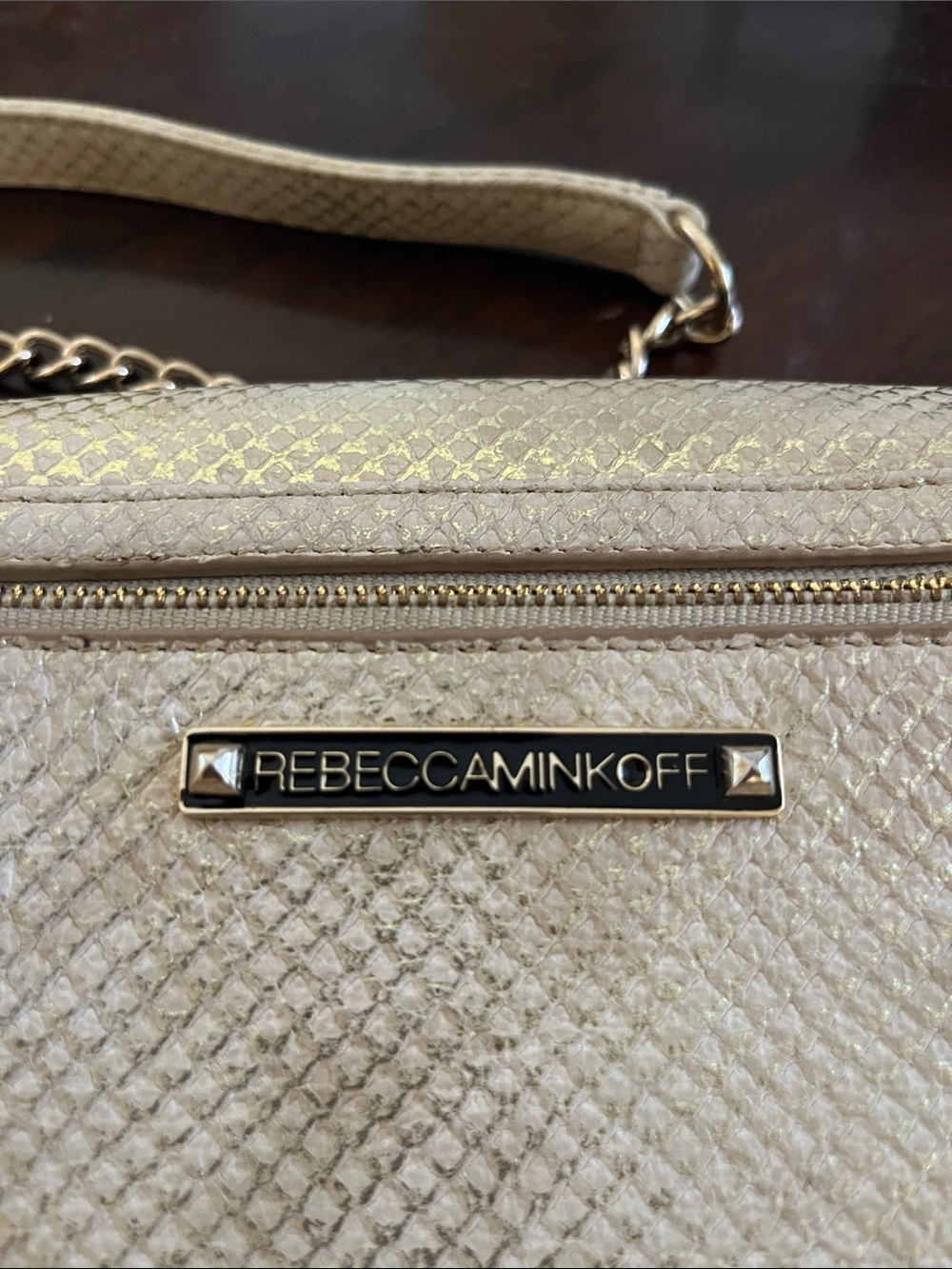Rebecca Minkoff Metallic Gold Beige Envelope Crossbody - Picture 5 of 5